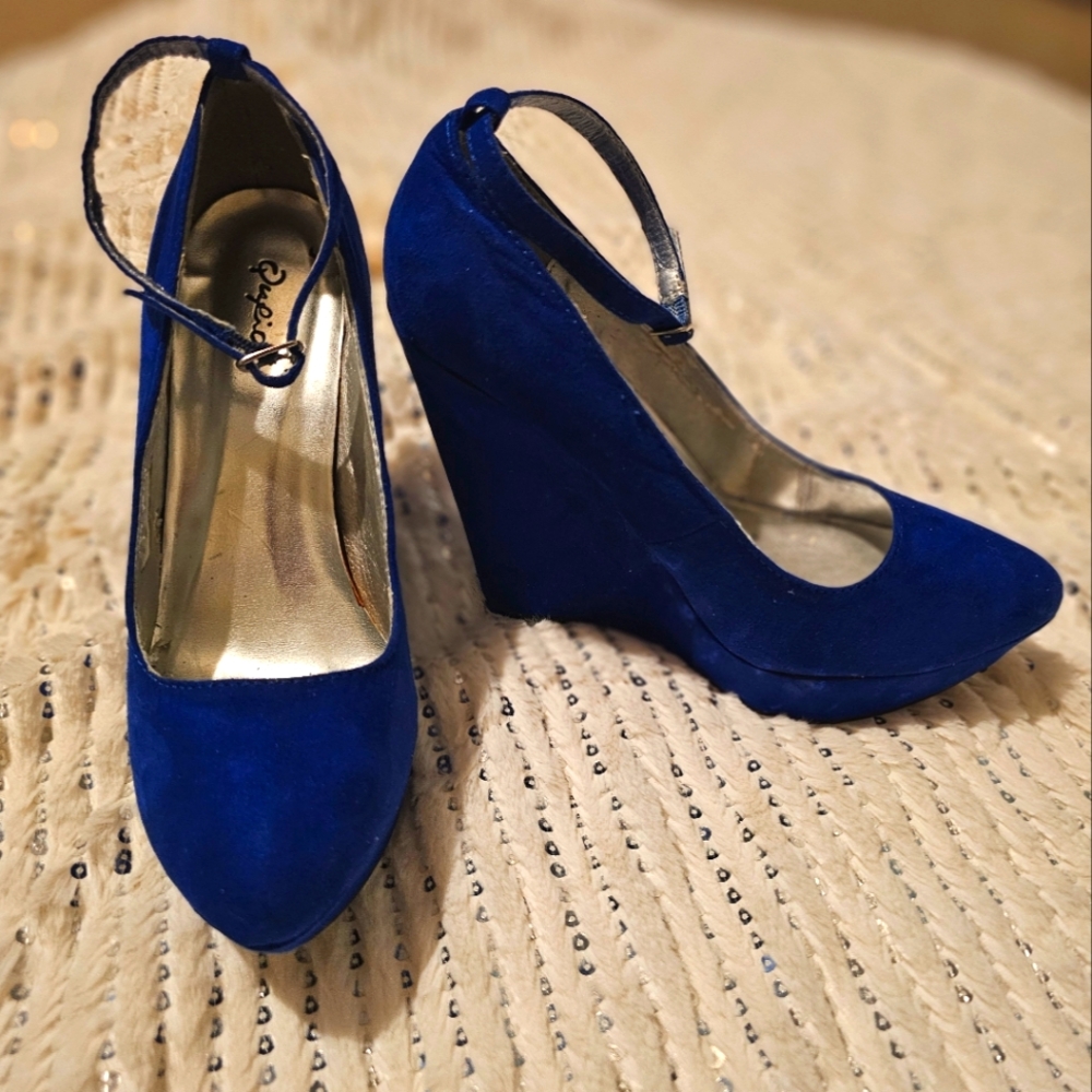 Royal Blue Suede Heels
